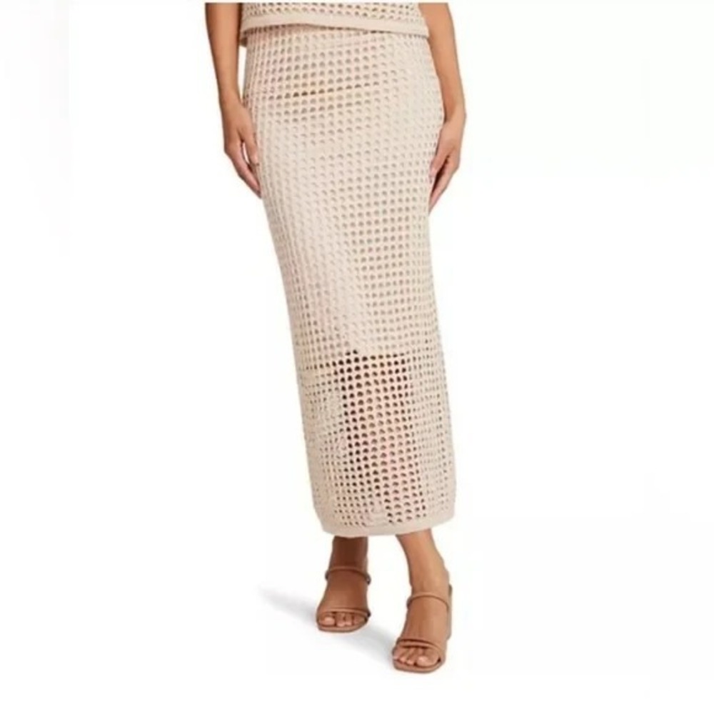 Steve Madden Womens Interior Lining Elastic Waist Crochet Skirt Beige Size M - Picture 2 of 7